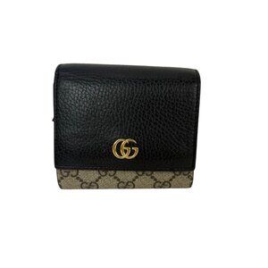 Gucci GG Supreme Compact Black Leather Wallet